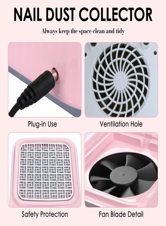 BLUETOP Pink Nail Dust Collector with Reusable Filter for Acrylic Gel Nails, 80W Power Nail Vacuum Cleaner Dust Catcher Adjustable Dust Sucker for Nails Manicure Pedicure at Home Nail Salons - Image 4